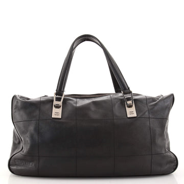 Chanel Square Stitch CC Boston Bag Quilted Leather XL