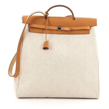 Hermes Herbag Toile and Leather MM Neutral
