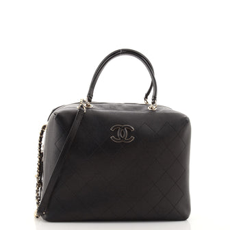 Chanel Enamel CC Vanity Bowling Bag Stitched Calfskin Medium