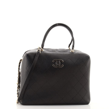 Chanel Enamel CC Vanity Bowling Bag Stitched Calfskin Medium
