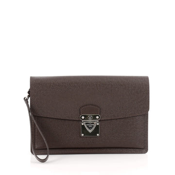 Louis Vuitton Belaia Clutch Taiga Leather Brown.
