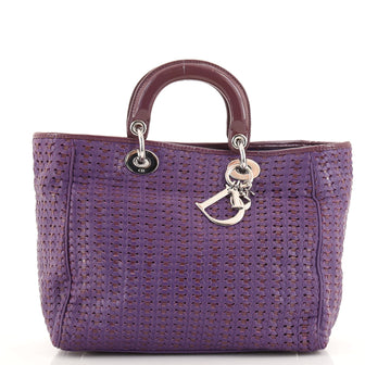 Christian Dior Lady Dior Soft Tote Woven Leather Medium