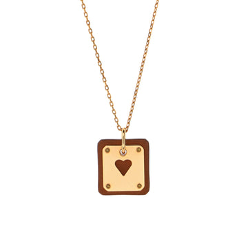 Hermes As de Coeur Pendant Necklace Metal and Leather Small