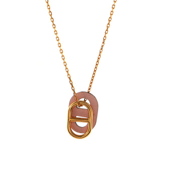Hermes O'Maillon Pendent Necklace Metal and Leather