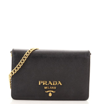 Prada Chain Wallet Crossbody Saffiano Leather