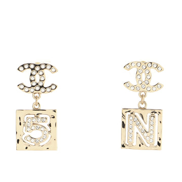 Chanel CC No.5 Drop Earrings Metal with Crystals