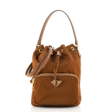 Prada Drawstring Pocket Bucket Bag Soft Calf Small