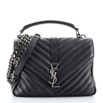 Saint Laurent Classic Monogram College Bag Matelasse Chevron Leather Medium