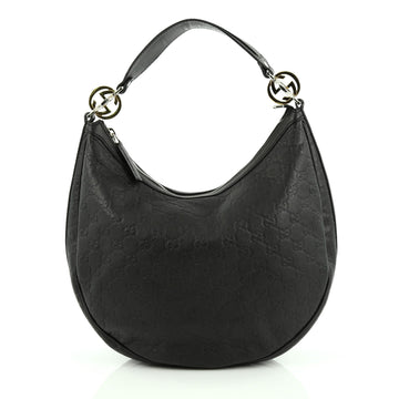 Gucci Twins Hobo Guccissima Leather Medium Black