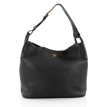 Prada Belt Strap Hobo Vitello Daino Large Black