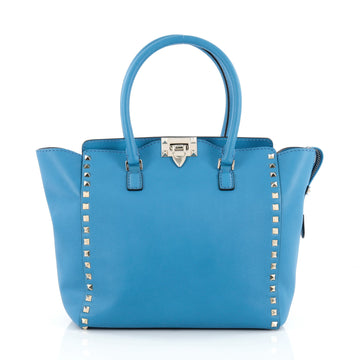 Valentino Rockstud Tote Rigid Leather Medium Blue
