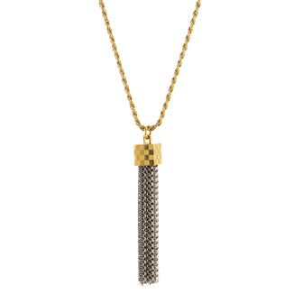 Louis Vuitton Damier Charlie Tassel  Pendant Necklace Metal