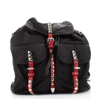 Prada New Vela Backpack Tessuto with Studded Leather