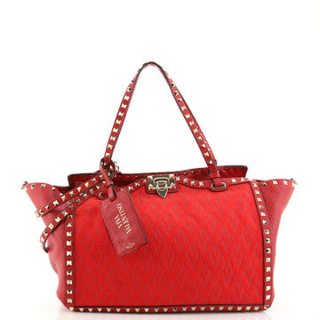 Valentino Viva Valentino Rockstud Tote Jacquard Canvas with Leather Medium