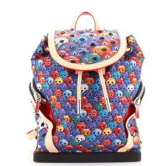 Christian Louboutin Explorafunk Backpack Spiked Printed Nylon