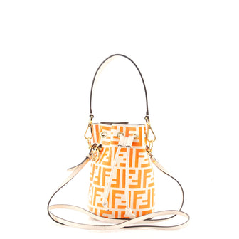Fendi Mon Tresor Bucket Bag Zucca Embossed Leather Mini