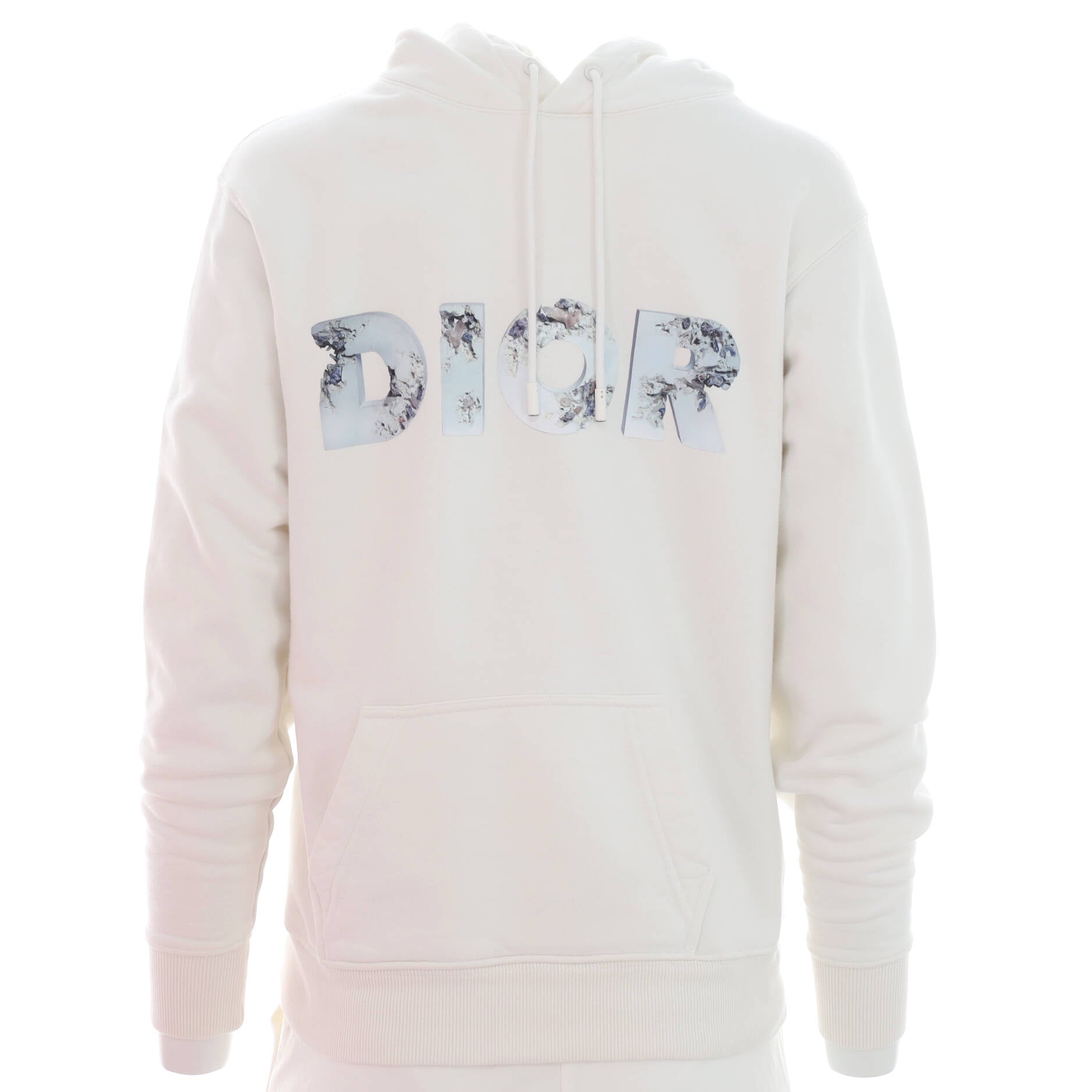 Christian Dior Men's Daniel Arsham White Eroded Logo Hoodie Cotton