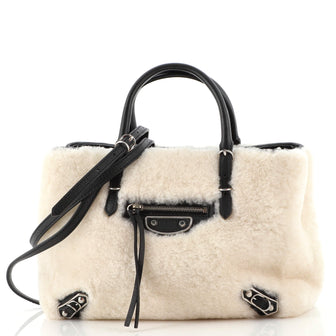 Balenciaga Papier A4 Classic Metallic Edge Bag Shearling Mini