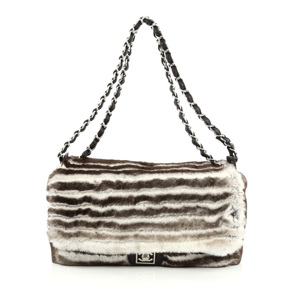 Buy Chanel Sport Line Flap Bag Fur Jumbo Brown 1409201