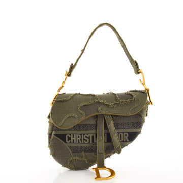 Christian Dior Saddle Handbag Camouflage Embroidered Canvas Medium