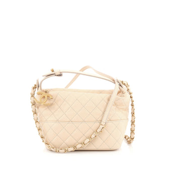 Chanel Hobo Quilted Leather Small Neutral
