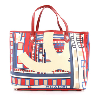 Chanel Le Train Tote Printed Coated Canvas Large Multicolor