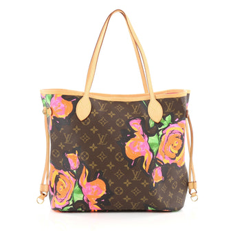 Louis Vuitton Neverfull Tote Limited Edition Monogram Canvas Roses MM