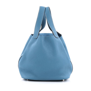 Hermes Picotin Handbag Clemence MM Blue
