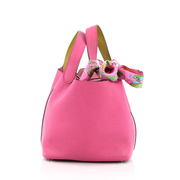 Hermes Picotin Eclat Handbag Chevre de Coromandel PM Pink