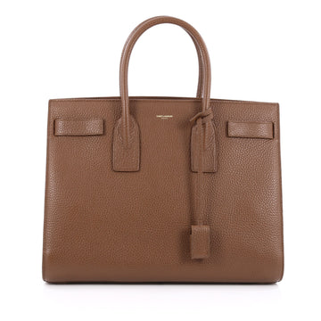 Saint Laurent Sac De Jour Carryall Handbag Leather Medium Brown