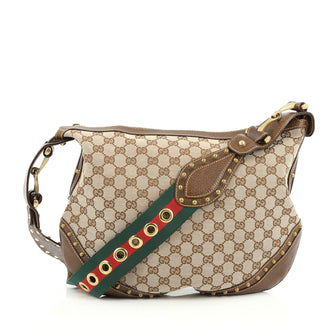 Gucci Pelham Web Hobo Studded GG Canvas Medium