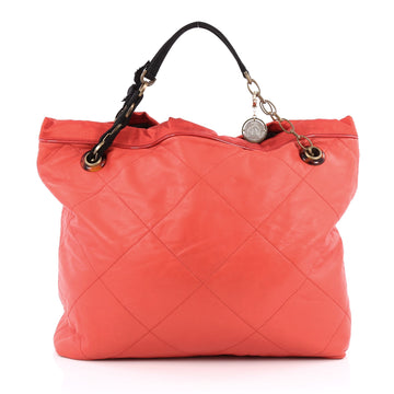 Lanvin Amalia Cabas Tote Leather Large Red