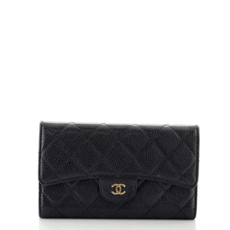 Chanel L-Flap Wallet Quilted Caviar Long