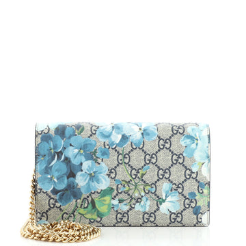 Gucci Chain Wallet Blooms Print GG Coated Canvas