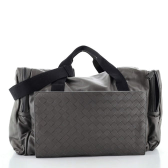 Bottega Veneta Multi Pocket Duffle Leather with Intrecciato Detail Large