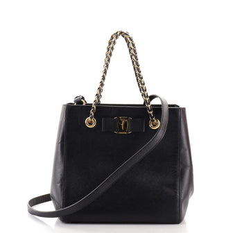 Salvatore Ferragamo Vany Convertible Tote Saffiano Leather Small