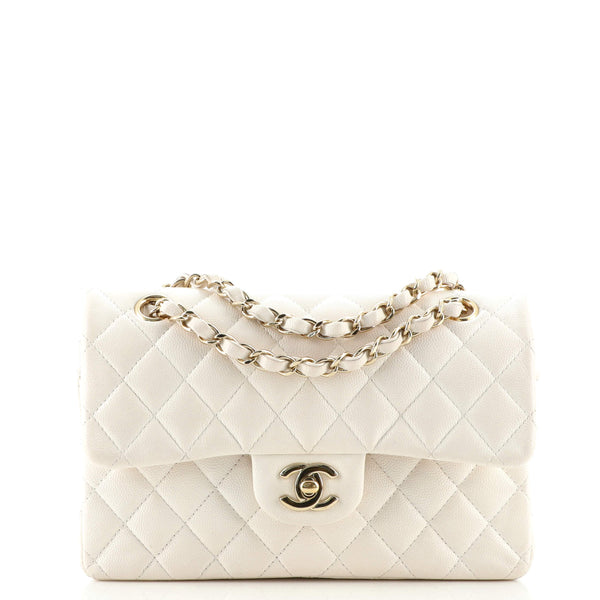 CHANEL Caviar Quilted Small Double Flap White 1241058
