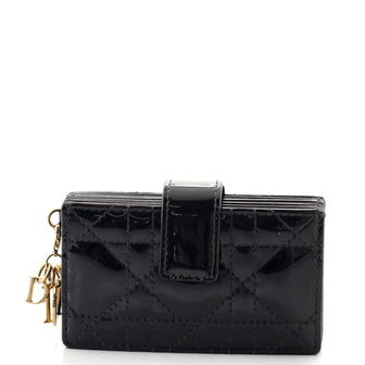 Christian Dior Lady Dior Card Case Cannage Stitch Patent