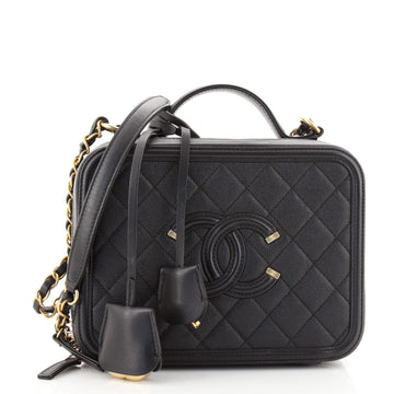 Chanel Filigree Vanity Case Quilted Caviar Medium