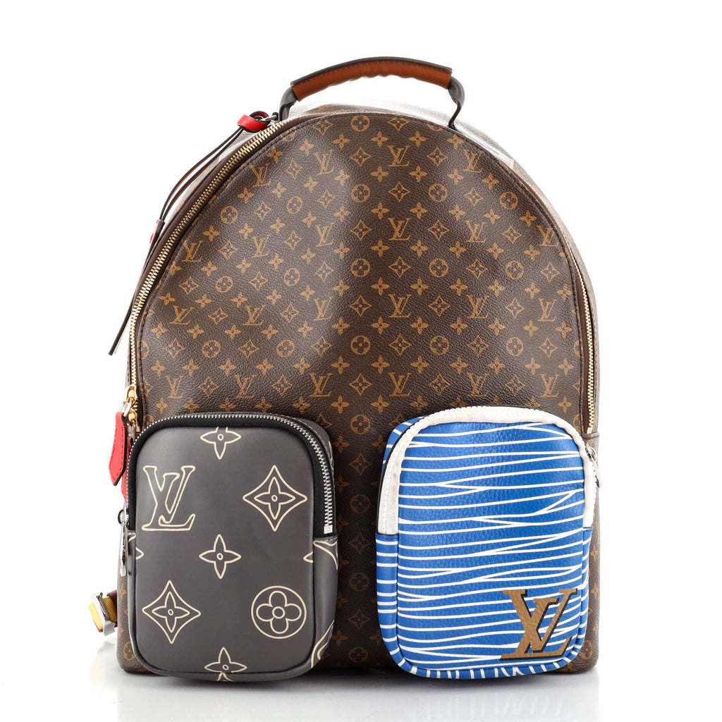 Louis Vuitton Multipocket Backpack Patchwork Monogram Canvas and Printed  Leather Blue 1411121