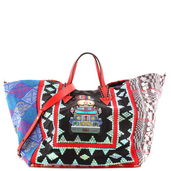 Christian Louboutin Caba Tote Motif Embroidered Jacquard Large