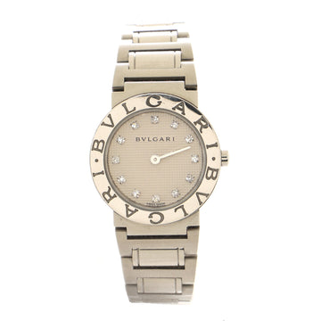 Bvlgari Bvlgari Bvlgari Quartz Watch Stainless Steel with Grid Patterned Dial and Diamond Markers 26