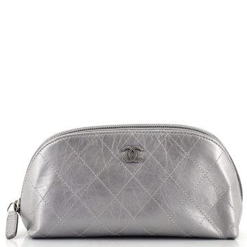 Chanel CC Cosmetic Pouch Quilted Metallic Aged Calfskin