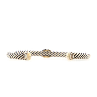 David Yurman Cable Classic Center Station Bracelet Sterling Silver with 14K Yellow Gold and Emerald 5mm