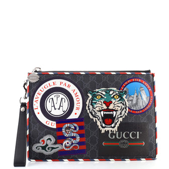 Gucci Night Courrier Pouch GG Coated Canvas with Applique