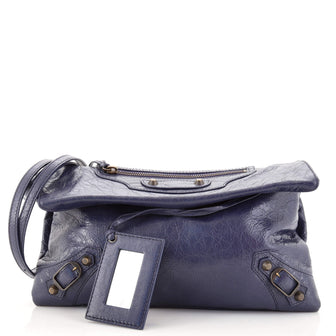 Balenciaga Classic Studs Envelope Strap Clutch Leather