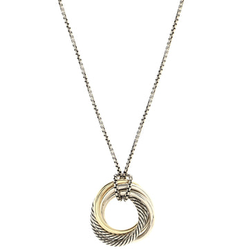 David Yurman Crossover Pendant Necklace Sterling Silver with 14K Yellow Gold Small