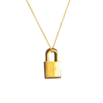 Hermes O'Kelly Pendant Necklace Metal and Leather Small