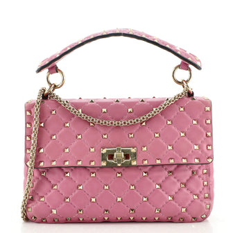 Valentino Rockstud Spike Flap Bag Quilted Leather Medium