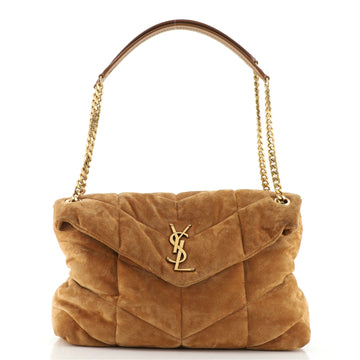 Saint Laurent LouLou Puffer Shoulder Bag Quilted Suede Medium